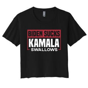 Biden Sucks Kamala Swallows Women's Crop Top Tee