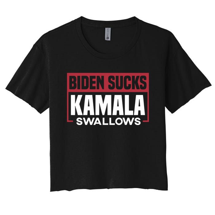 Biden Sucks Kamala Swallows Women's Crop Top Tee