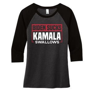 Biden Sucks Kamala Swallows Women's Tri-Blend 3/4-Sleeve Raglan Shirt