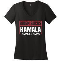 Biden Sucks Kamala Swallows Women's V-Neck T-Shirt