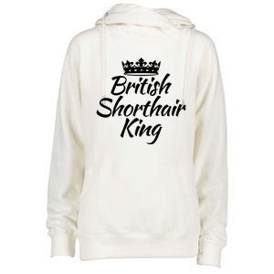 British Shorthair King British Grey Cat Dad Gift Womens Funnel Neck Pullover Hood