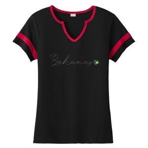 Bahamas Simple Love Bahamian Flag Heart On Bahamas Ladies Halftime Notch Neck Tee