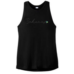 Bahamas Simple Love Bahamian Flag Heart On Bahamas Ladies PosiCharge Tri-Blend Wicking Tank