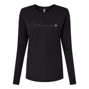 Bahamas Simple Love Bahamian Flag Heart On Bahamas Womens Cotton Relaxed Long Sleeve T-Shirt