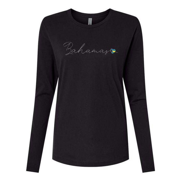 Bahamas Simple Love Bahamian Flag Heart On Bahamas Womens Cotton Relaxed Long Sleeve T-Shirt