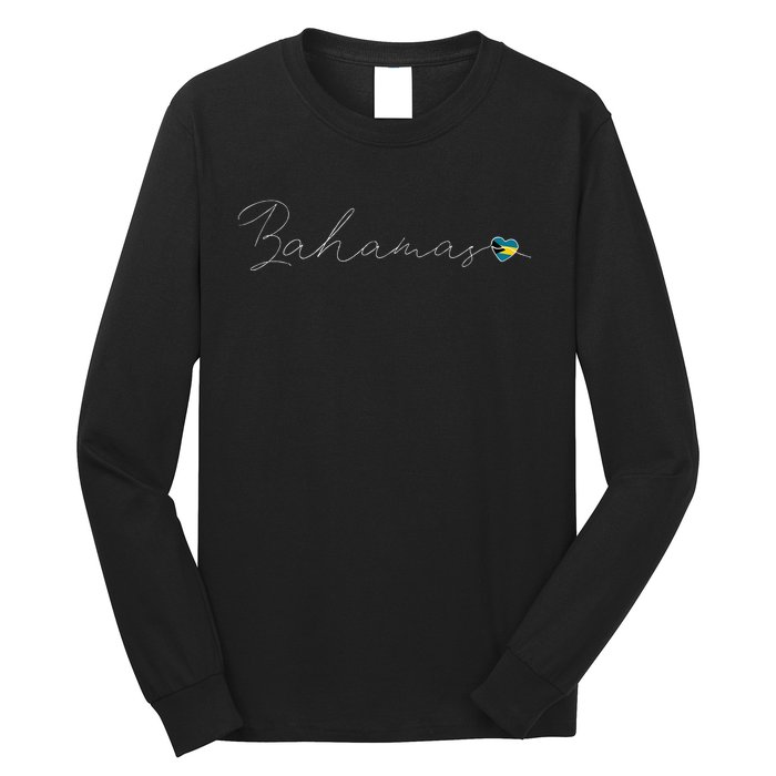 Bahamas Simple Love Bahamian Flag Heart On Bahamas Long Sleeve Shirt