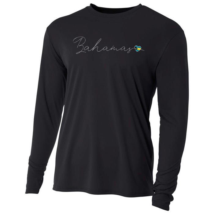 Bahamas Simple Love Bahamian Flag Heart On Bahamas Cooling Performance Long Sleeve Crew