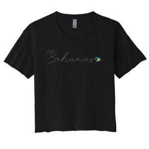 Bahamas Simple Love Bahamian Flag Heart On Bahamas Women's Crop Top Tee