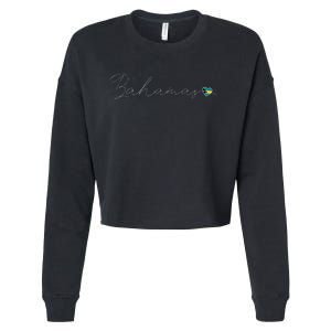 Bahamas Simple Love Bahamian Flag Heart On Bahamas Cropped Pullover Crew