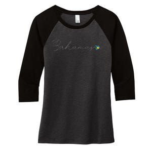 Bahamas Simple Love Bahamian Flag Heart On Bahamas Women's Tri-Blend 3/4-Sleeve Raglan Shirt