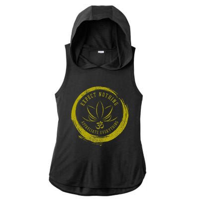 Buddhism Saying Lotus Flower Om Symbol Yoga Gift Ladies PosiCharge Tri-Blend Wicking Draft Hoodie Tank