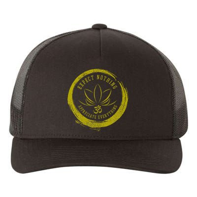 Buddhism Saying Lotus Flower Om Symbol Yoga Gift Yupoong Adult 5-Panel Trucker Hat