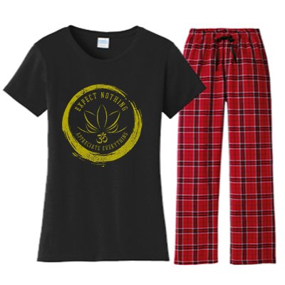 Buddhism Saying Lotus Flower Om Symbol Yoga Gift Women's Flannel Pajama Set