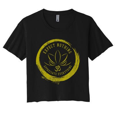 Buddhism Saying Lotus Flower Om Symbol Yoga Gift Women's Crop Top Tee