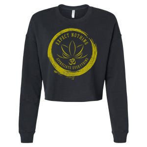 Buddhism Saying Lotus Flower Om Symbol Yoga Gift Cropped Pullover Crew