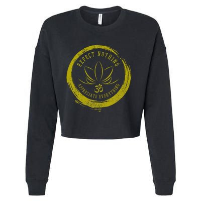 Buddhism Saying Lotus Flower Om Symbol Yoga Gift Cropped Pullover Crew