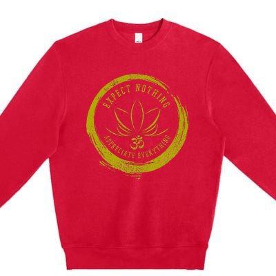 Buddhism Saying Lotus Flower Om Symbol Yoga Gift Premium Crewneck Sweatshirt