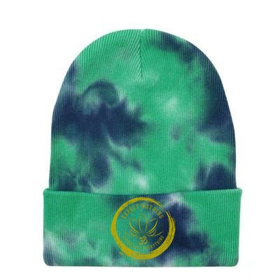 Buddhism Saying Lotus Flower Om Symbol Yoga Gift Tie Dye 12in Knit Beanie