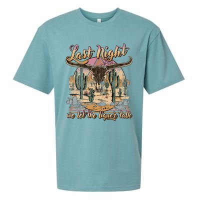 Bull Skull Last Country Music Night We Let The Liquor Talk Sueded Cloud Jersey T-Shirt