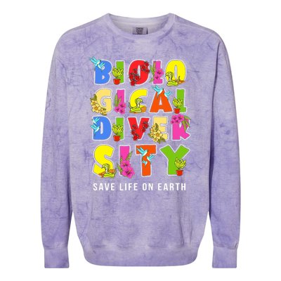 Biodiversity, Safe Life On Earth Planet Day Colorblast Crewneck Sweatshirt