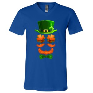 Basketball Shamrock Leprechaun Bmeaningful Giftball Clover St Patricks Day Great V-Neck T-Shirt