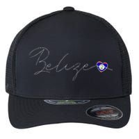 Belize Simple Love Belizean Flag Heart On Belize Flexfit Unipanel Trucker Cap