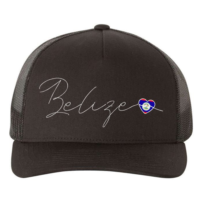 Belize Simple Love Belizean Flag Heart On Belize Yupoong Adult 5-Panel Trucker Hat