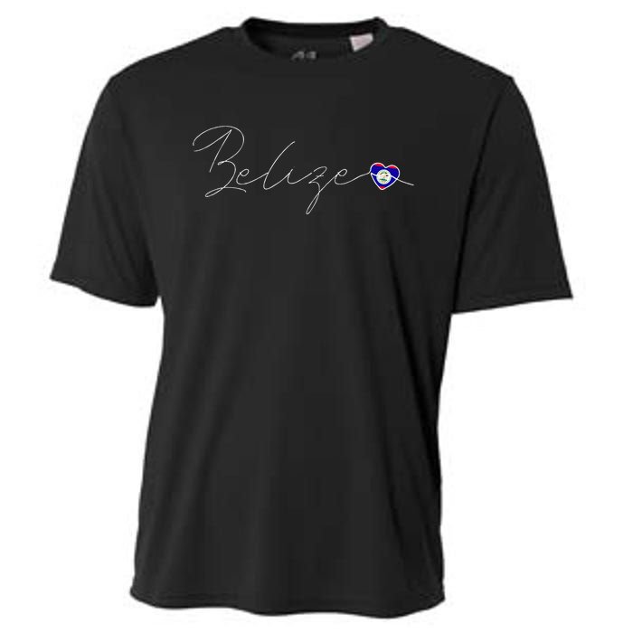 Belize Simple Love Belizean Flag Heart On Belize Cooling Performance Crew T-Shirt