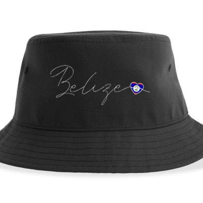 Belize Simple Love Belizean Flag Heart On Belize Sustainable Bucket Hat