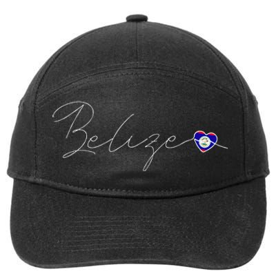 Belize Simple Love Belizean Flag Heart On Belize 7-Panel Snapback Hat