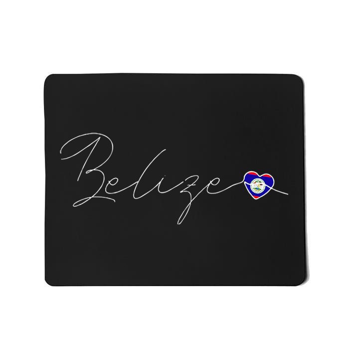 Belize Simple Love Belizean Flag Heart On Belize Mousepad