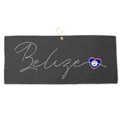 Belize Simple Love Belizean Flag Heart On Belize Large Microfiber Waffle Golf Towel