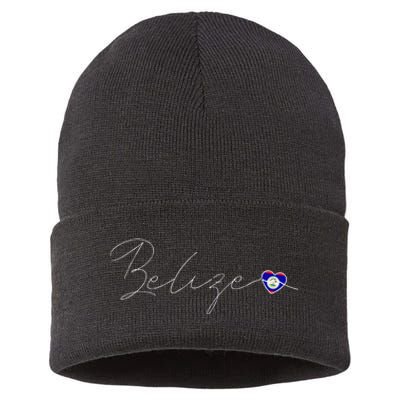 Belize Simple Love Belizean Flag Heart On Belize Sustainable Knit Beanie