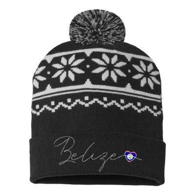 Belize Simple Love Belizean Flag Heart On Belize USA-Made Snowflake Beanie