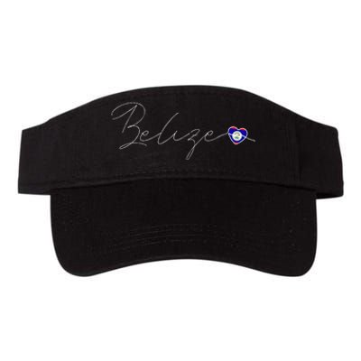 Belize Simple Love Belizean Flag Heart On Belize Valucap Bio-Washed Visor