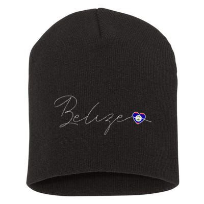 Belize Simple Love Belizean Flag Heart On Belize Short Acrylic Beanie