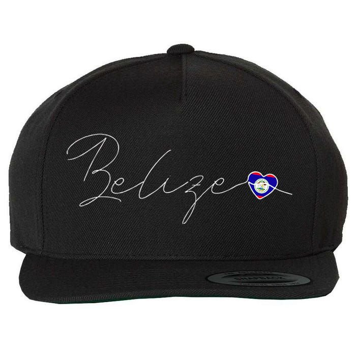 Belize Simple Love Belizean Flag Heart On Belize Wool Snapback Cap