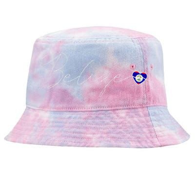 Belize Simple Love Belizean Flag Heart On Belize Tie-Dyed Bucket Hat