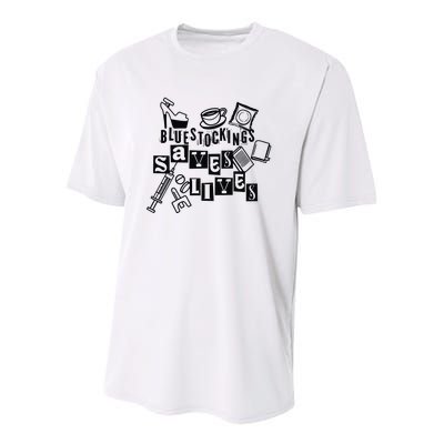 Bluestockings Saves Lives Youth Performance Sprint T-Shirt