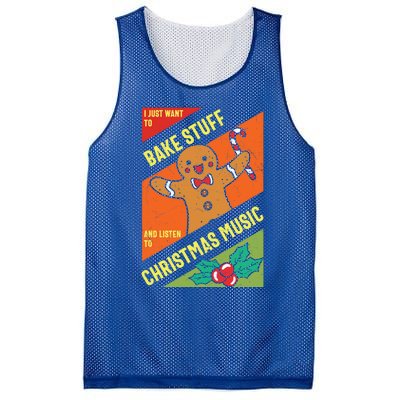 Bake Stuff Listen To Christmas Music Xmas Tee Funny Humor Gift Mesh Reversible Basketball Jersey Tank