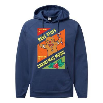 Bake Stuff Listen To Christmas Music Xmas Tee Funny Humor Gift Performance Fleece Hoodie