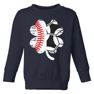 Baseball Soccer Love Clover St Patrick's Day Shamrock Boy Toddler Sweatshirt