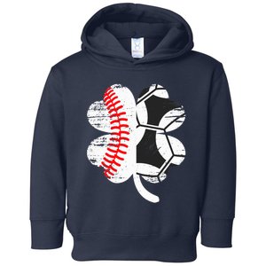 Baseball Soccer Love Clover St Patrick's Day Shamrock Boy Toddler Hoodie