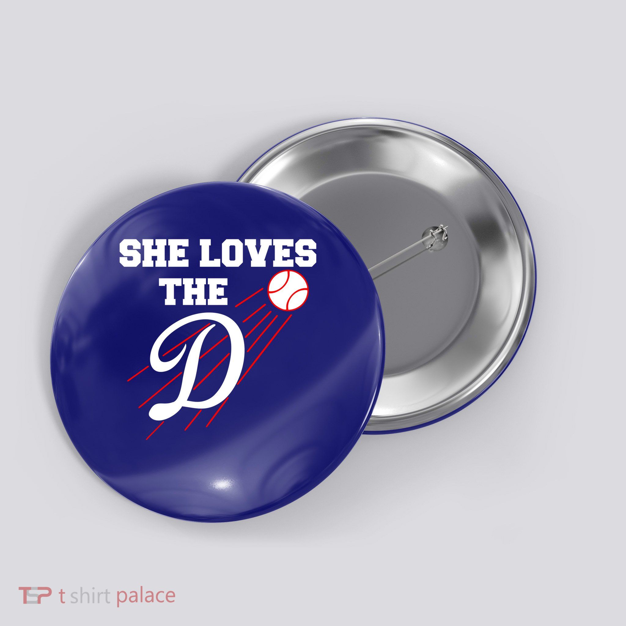 Baseball She Loves The D Los Angeles Button