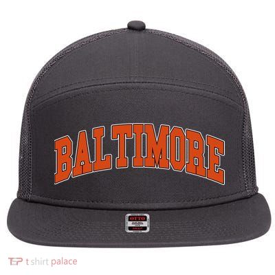 Baltimore Sports Logo 7 Panel Mesh Trucker Snapback Hat