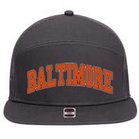 Baltimore Sports Logo 7 Panel Mesh Trucker Snapback Hat