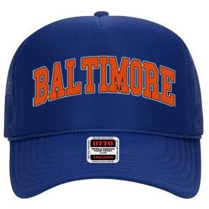 Baltimore Sports Logo High Crown Mesh Back Trucker Hat