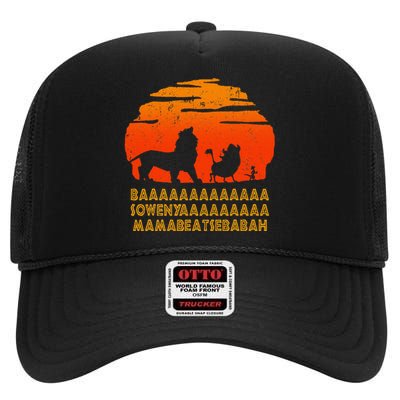 Baaa Sowenyaaa Lion African King High Crown Mesh Back Trucker Hat