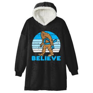 Bigfoot Sasquatch Light Blue Ribbon Prostate Cancer Aware Hooded Wearable Blanket