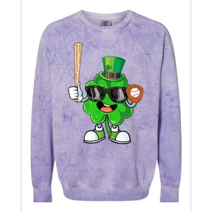 Baseball Shamrock Lucky Patricks Day Baseball Lover Gift Colorblast Crewneck Sweatshirt